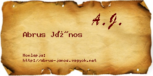 Abrus János névjegykártya
